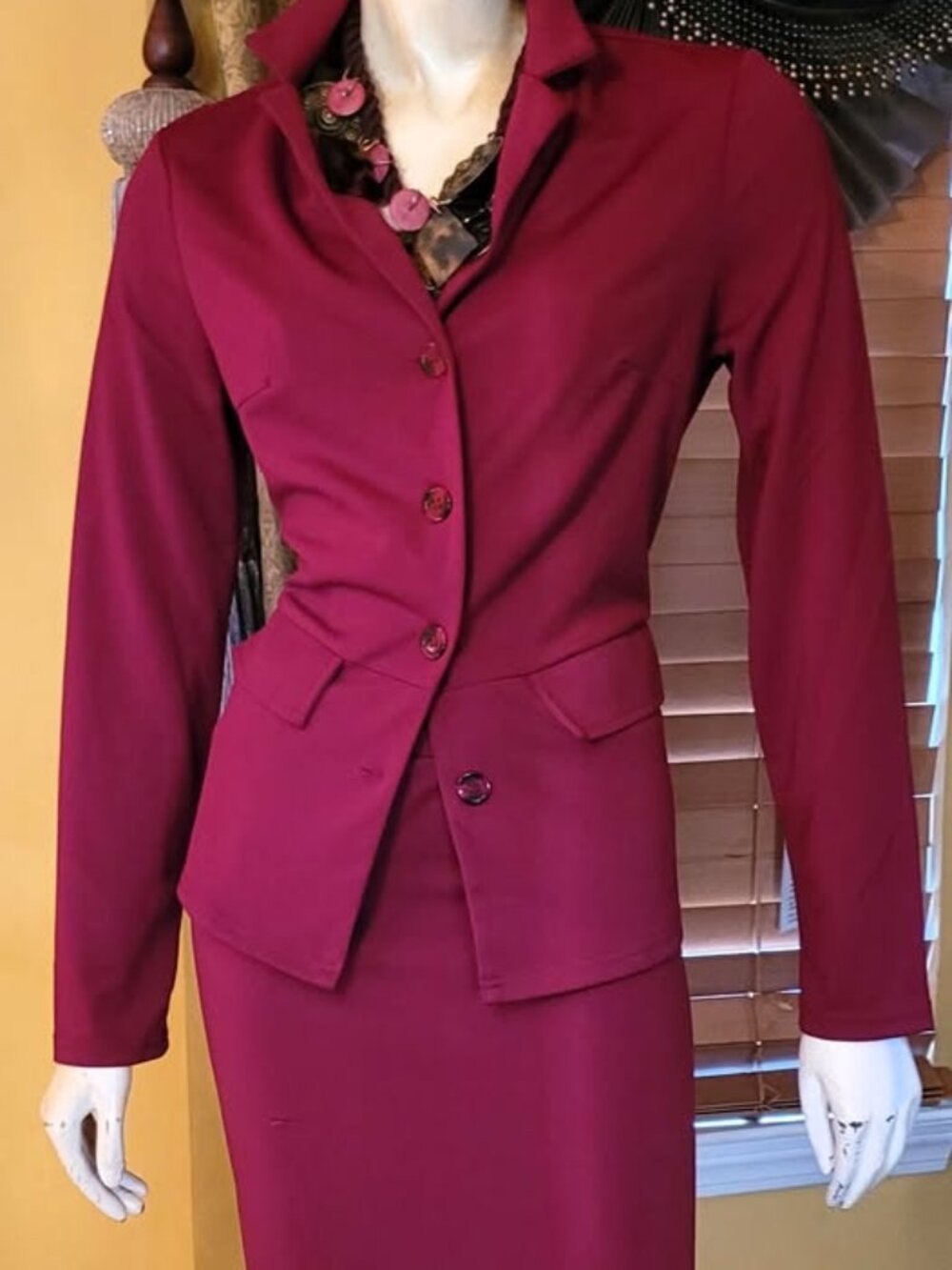 SHEIN--2 PIECE, 4 BUTTON FUSCHIA BLAZER WITH 2 FRONT POCKETS